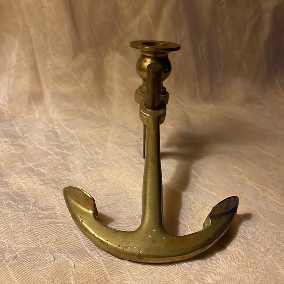 Brass Nautical Anchor Candle Holders- set of 2, vintage - Picture 3 of 12
